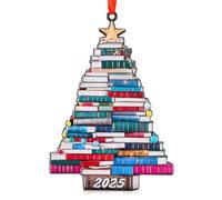 Venhoo 2025 Ornamenti dell'albero di Natale per gli amanti dei libri