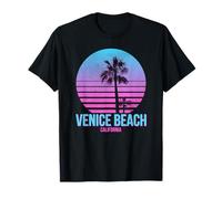 Venice Beach California Vintage Retro Palm Tree Beach Maglietta