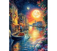 Venice Canal at Night Under The Moon Rompicapo 1000 Pezzi Per Adulti Science Fiction Magical Dream in Cartone Spesso Colori Vividi Anti Riflesso Rilassante Per Serate in Casa Edizione Esclusiva Da Pas