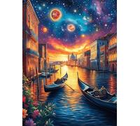 Venice Canal at Night Under The Stars Rompicapo 500 Pezzi Difficili Per Adulti Scenery Science Fiction Cartone Riciclato Tema Paesaggi Dettagliati Per Weekend Impegnativi Con Colla Inclusa Qualità Pr