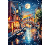 Venice Canal Moonlight Landscape Rompicapo 300 Pezzi Per Decorazione Murale Grande Formato Mitos Fantástico Cartone Rigido Panoramico Per Pareti Ampie Stampa Ad Alta Definizione 300 PCS
