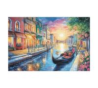 Venice Canal Town Night Landscape Puzzle 1000 Pezzi Rompicapo Astratto Geometrico Arte Geometrica Moderna Rompicapo Stimolante Creatività E Logica Idea Regalo 1000 PCS