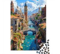 Venice Canal View 1000 Pezzi Cartone Resistente Pacchetto Puzzle Coppia Partner Gioco Divertente Impegnativo Allenamento Del Cervello Regali 52x38cm/1000pcs