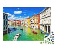Venice Canal View Puzzle 1000 Pezzi Materiale Riciclato Vibrant Cityscape Puzzles for Ragazzo & Ragazza Dai 6 Anni in Su Divertente And Challenging Gioco Familiare Activity 38x26cm/1000Ps