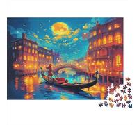 Venice Canals 1000Pc for Adults Gifts Venice Canal with Gondola Educational Game Challenge Brainteasing Activity 52x38cm/1000pcs