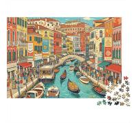 Venice Canals Puzzle 1000 Pezzi Recyclable Colorful Italy Senior Puzzles Gioco Educativo Decompressione Ideal for Family And Friends Birthdays 70x50cm/1000pcs