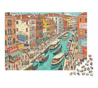 Venice Canals Puzzles per Anziani 1000 Pezzo Riciclabile Colorful Italian Puzzles Puzzle Game Props Impossibile Difficile Stimolante Attività 52x38cm/1000pcs