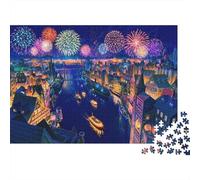Venice Fireworks Night Puzzle 1000 Pezzi Materiale Riciclato Canal View Puzzles for Ragazzo & Ragazza Dai 6 Anni in Su Gioco Educativo Sfida Parent boy & girl Toy 70x50cm/1000Ps