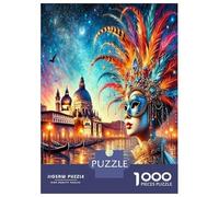 Venice Mask Lady 1000 Pezzi Puzzle Carnival Charm Puzzle Premium Cartone Extra Spesso - Preferito Dai Collezionisti, Relax Mentale, Pause Ufficio, Viaggio E Regali Festivi 70x50cm/1000pcs