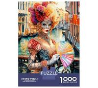 Venice Mask Lady 1000 Pezzi Puzzle Carnival Grace Puzzle Premium Cartone Spesso - Ultra Difficile, Relax E Creatività, Adulti 38x26cm/1000pcs