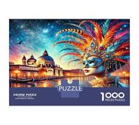 Venice Mask Lady 1000 Pezzi Set Puzzle Carnival Charm Puzzle Classico Cartone Riciclato - Sfida Educativa, Gioco in Casa, Super Idea Regalo Per I Fan 38x26cm/1000pcs