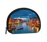 Venice Night Print - Mini portamonete portatile, in poliestere, con stampa di Venezia Night, per piccoli oggetti personali, Nero , Taglia unica