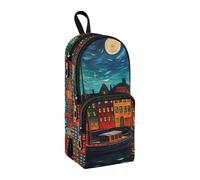 Venice Water City Moon Night - Astuccio portapenne con scomparto per studenti, a forma di borsa, organizer per cancelleria e pennarelli, per scuola, ufficio, lavoro, Venezia Water City Luna Notte,
