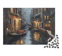 Venice Water City Puzzle 1000 Pezzi Canal Lights Adulti 1000 Pezzi Ragazzi Dai 14 Anni Classici Regalo Uomo Donna Famiglie Gioco Familiare 70x50cm/1000pcs