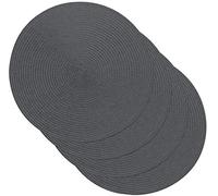 Venilia Set di 4 tovagliette grigie rotonde per sala da pranzo, tovagliette da pranzo, sottobicchieri, tovagliette, tessuto di qualità alimentare, 38 cm, 59124