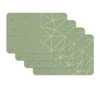 Venilia Set di 4 Tovagliette Polygon, Verde Menta e Oro, 45 cm x 30 cm, Tovagliette Lavabili, Copritavola, Antimacchia, Impermeabile, Per Uso Alimentare, 59152