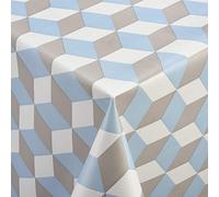 Venilia Véniline Cube 55036 - Tovaglia ovale in tela cerata con motivo grafico, facile da pulire, 140 x 200 cm