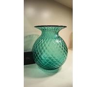 Venini balloton RV 100.46 vaso verde menta/filo rosso vetro di murano