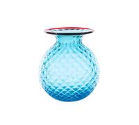 VENINI VASO BALLOTON FIORI D.18 CM ACQUAMARE-ROSSO H.21,3 CM