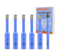 VENJELD Punte Trapano Diamantate 5 Pezzi 6mm Punte per Piastrelle e 6mm Punta in Carburo per Ceramica Porcellana Marmo Granito - Gambo a Triangolo con Custodia