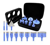 VENJELD Set Punte Diamantate 11 Pezzi - 6/8/10/20/25/28/32/35/45/65mm Sega a Tazza con Gambo a Triangolo, 50mm Punta per Smusso per Piastrelle Porcellanato Ceramica Granito Marmo Dekton