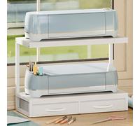 VENNQD Supporto compatibile con Cricut Maker e Cricut Explore Air Series Gambe di supporto per 2 macchine Cricut completamente aperte, 2 ripiani, organizer per accessori da scrivania (bianco)