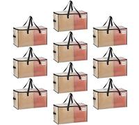 VENO 10 pezzi 76L Borse per trasloco grandi, scatole trasloco con coperchie e manici rinforzati, sacchetti di stoccaggio pieghevole per traslochi, deposito vestiti, viaggi (Trasparente, Set da 10)