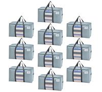 VENO 10 pezzi 95L Borse trasloco grandi, scatole per trasloco con coperchie e manici rinforzati, borsa di stoccaggio pieghevoli con finestra, salvaspazio (Azzurro, Set da 10)