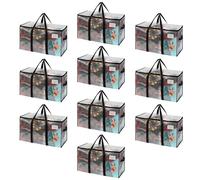 VENO 10 pezzi 95L Borse trasloco grandi, scatole per trasloco con coperchie e manici rinforzati, borsa di stoccaggio pieghevoli con finestra, salvaspazio (Trasparente, Set da 10)