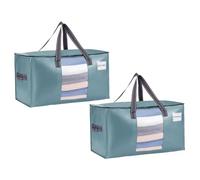 VENO 2 pezzi 76L Borse per trasloco grandi, scatole trasloco con coperchie e manici rinforzati, sacchetti di stoccaggio pieghevole per traslochi, deposito vestiti, viaggi (Azzurro, Set da 2)