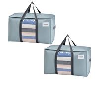 VENO 2 pezzi 95L Borse trasloco grandi, scatole per trasloco con coperchie e manici rinforzati, borsa di stoccaggio pieghevoli con finestra, salvaspazio (Azzurro, Set da 2)