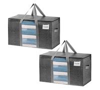 VENO 2 pezzi 95L Borse trasloco grandi, scatole per trasloco con coperchie e manici rinforzati, borsa di stoccaggio pieghevoli con finestra, salvaspazio (Nero, Set da 2)
