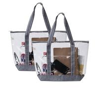 VENO 2 Pezzi Borsa Trasparente con Cerniera e Tasca frontale, Borse PVC, Borsa a Tracolla, Borsa Mare Impermeabile per Lavoro, Stadio, spiaggia, concerto, parco acquatico, all'aperto (Grigio, 2 Pack)
