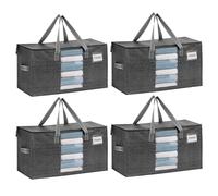 VENO 4 pezzi 76L Borse per trasloco grandi, scatole trasloco con coperchie e manici rinforzati, sacchetti di stoccaggio pieghevole per traslochi, deposito vestiti, viaggi (Nero, Set da 4)