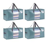 VENO 4 pezzi 76L Borse per trasloco grandi, scatole trasloco con coperchie e manici rinforzati, sacchetti di stoccaggio pieghevole per traslochi, deposito vestiti, viaggi (Azzurro, Set da 4)