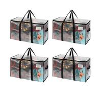 VENO 4 pezzi 95L Borse trasloco grandi, scatole per trasloco con coperchie e manici rinforzati, borsa di stoccaggio pieghevoli con finestra, salvaspazio (Trasparente, Set da 4)