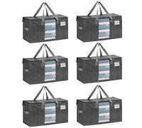 VENO 6 pezzi 76L Borse per trasloco grandi, scatole trasloco con coperchie e manici rinforzati, sacchetti di stoccaggio pieghevole per traslochi, deposito vestiti, viaggi (Nero, Set da 6)