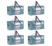 VENO 6 pezzi 76L Borse per trasloco grandi, scatole trasloco con coperchie e manici rinforzati, sacchetti di stoccaggio pieghevole per traslochi, deposito vestiti, viaggi (Azzurro, Set da 6)