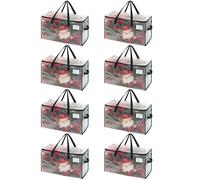 VENO 8 pezzi 76L Borse per trasloco grandi, scatole trasloco con coperchie e manici rinforzati, sacchetti di stoccaggio pieghevole per traslochi, deposito vestiti, viaggi (Trasparente, Set da 8)