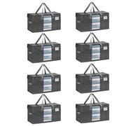 VENO 8 pezzi 76L Borse per trasloco grandi, scatole trasloco con coperchie e manici rinforzati, sacchetti di stoccaggio pieghevole per traslochi, deposito vestiti, viaggi (Nero, Set da 8)