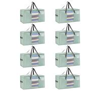 VENO 8 pezzi 76L Borse per trasloco grandi, scatole trasloco con coperchie e manici rinforzati, sacchetti di stoccaggio pieghevole per traslochi, deposito vestiti, viaggi (Verde Chiaro, Set da 8)