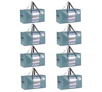 VENO 8 pezzi 76L Borse per trasloco grandi, scatole trasloco con coperchie e manici rinforzati, sacchetti di stoccaggio pieghevole per traslochi, deposito vestiti, viaggi (Azzurro, Set da 8)