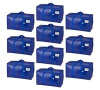 VENO Set da 10 Borse per traslochi extra grandi con cerniere e maniglie per il trasporto, scatole trasloco resistenti per risparmiare spazio (Blu, Set da 10)
