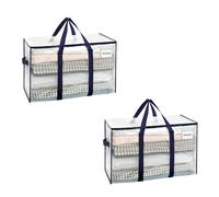 VENO Set da 2 Borse da trasloco grandi, Scatole trasloco con coperchio, cerniere e manici rinforzati, Borsone da viaggio, impermeabili Borsa di stoccaggi per piumoni, vestiti (Trasparente, 2 Pz.)