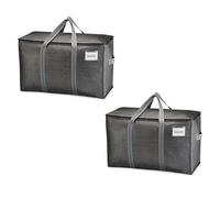 VENO Set da 2 Borse da trasloco grandi, Scatole trasloco con coperchio, cerniere e manici rinforzati, Borsone da viaggio, impermeabili Borsa di stoccaggi per piumoni, vestiti (Nero, 2 Pz.)