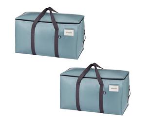VENO Set da 2 Borse per traslochi extra grandi con cerniere e maniglie per il trasporto, scatole trasloco resistenti per risparmiare spazio (Azzurro, Set da 2)
