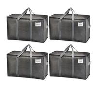 VENO Set da 4 Borse da trasloco grandi, Scatole trasloco con coperchio, cerniere e manici rinforzati, Borsone da viaggio, impermeabili Borsa di stoccaggi per piumoni, vestiti (Nero, 4 Pz.)