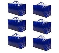 VENO Set da 6 Borsa da 100 l trasloco grandi con cerniere e manici rinforzati, resistenti scatole per trasloco, sacchi vestit per traslochi, stoccaggio, viaggi, campeggio (Blu, Set da 6)
