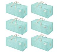 VENO Set da 6 Borse da trasloco extra large resistenti con cinghie da zaino, spostare oggetti, zip e manici resistenti, porta abiti, riutilizzabile e sostenibile (Sempreverde, Set da 6)