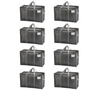 VENO Set da 8 Borse da trasloco grandi, Scatole trasloco con coperchio, cerniere e manici rinforzati, Borsone da viaggio, impermeabili Borsa di stoccaggi per piumoni, vestiti (Nero, 8 Pz.)
